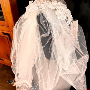 Bridal Lace Headband Veil - White